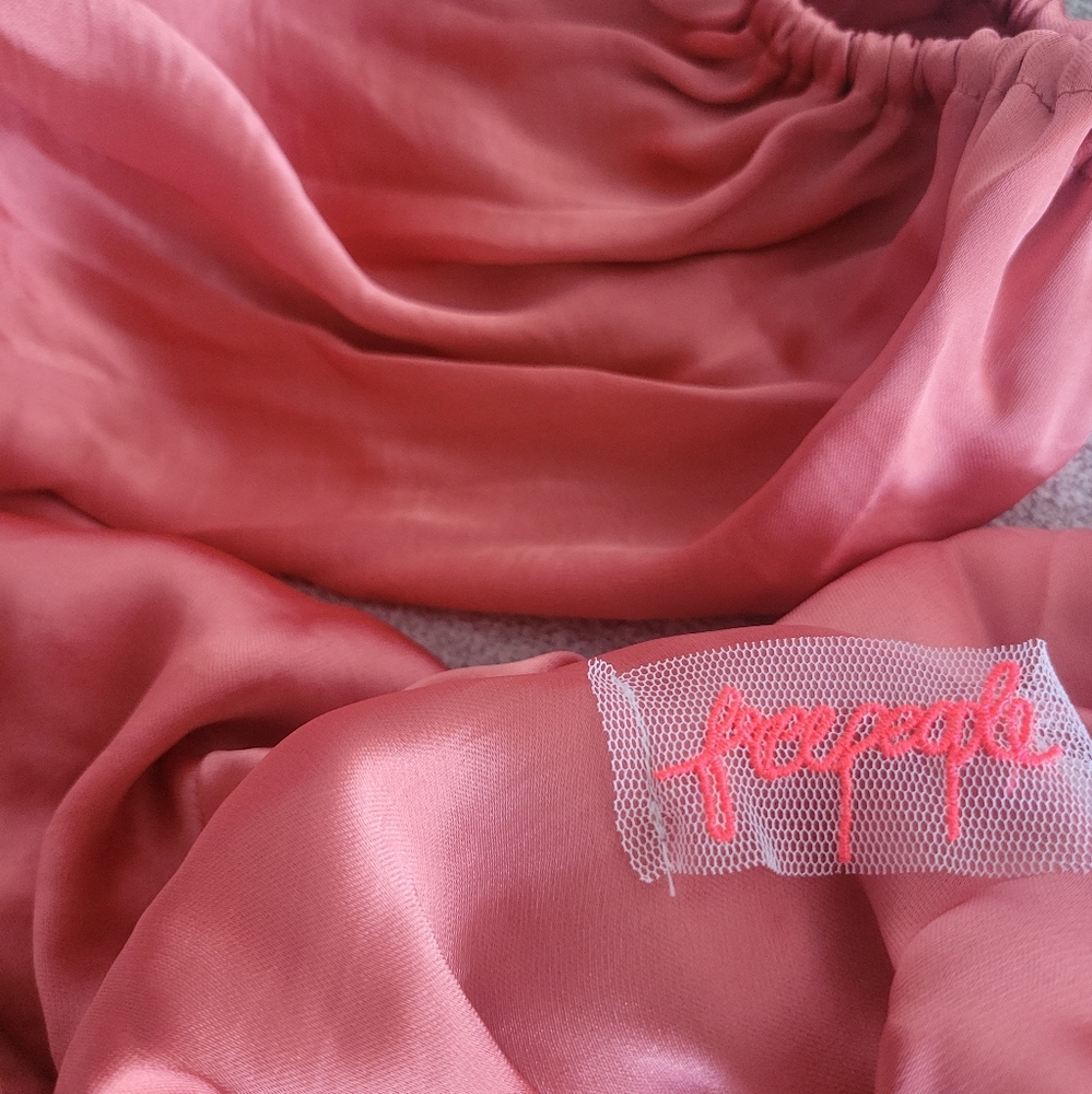 Free people coral satin cutout mini dress - Picture 4 of 5